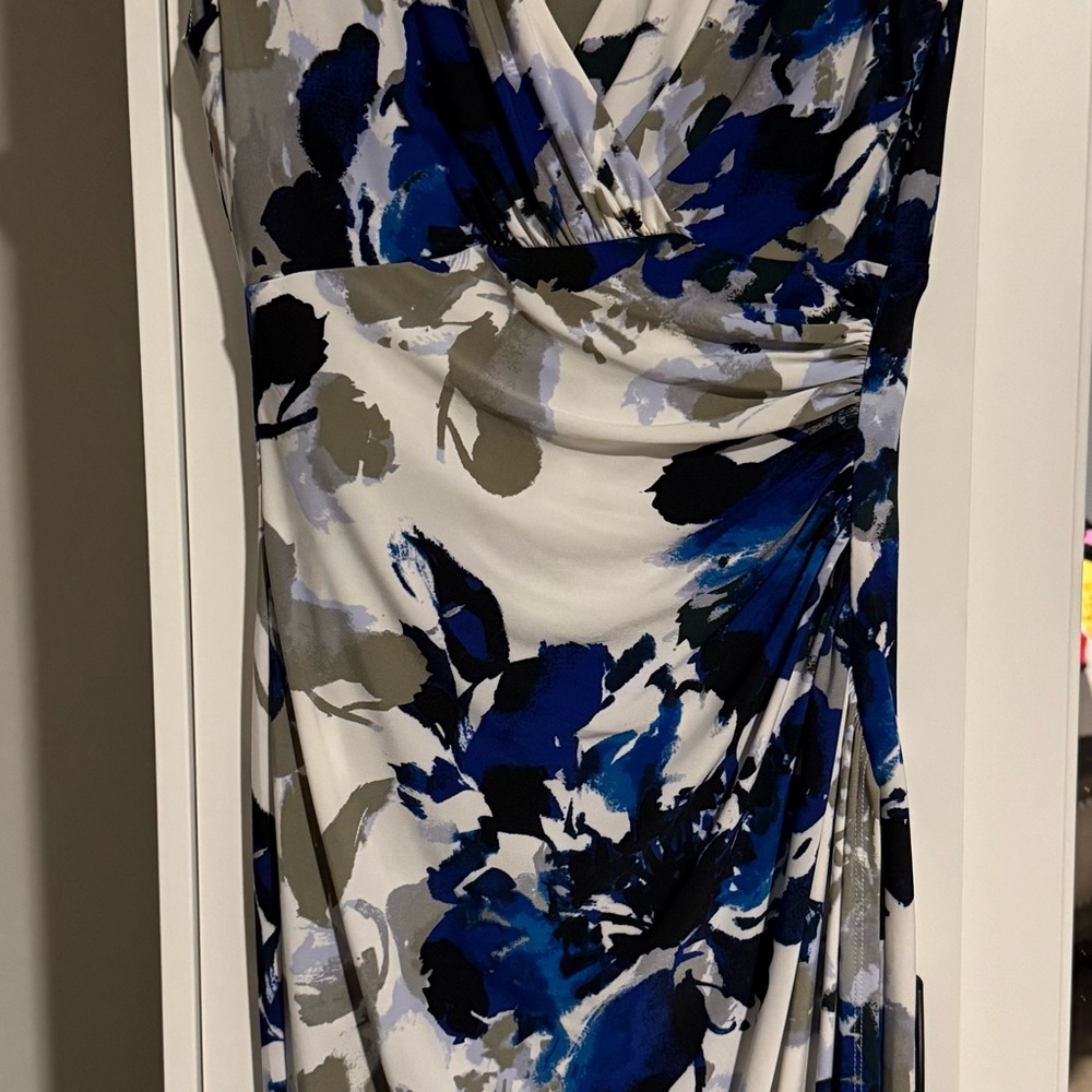 Ralph Lauren Asymmetrical Blue and Black Floral Dress